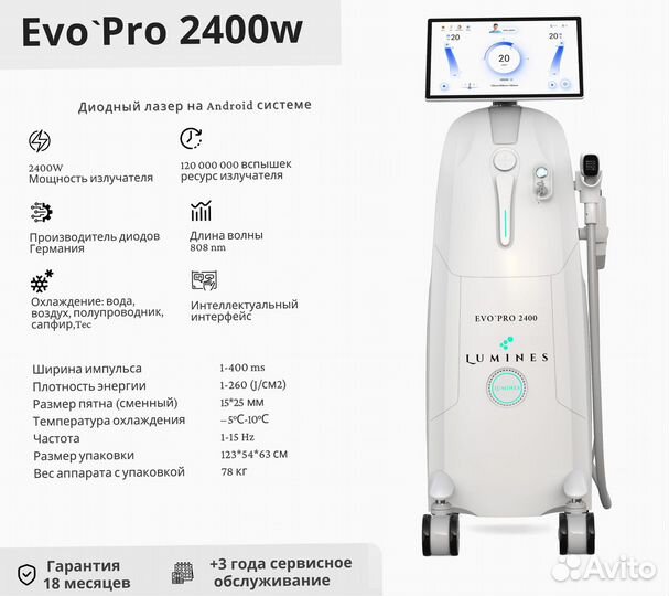 Диодный лазер для эпиляции Лю-Минес EvoPro 2400в