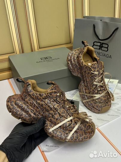 Блестящие кроссовки Balenciaga леопард 36-40р