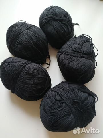 Нитки для вязания черные 500 г