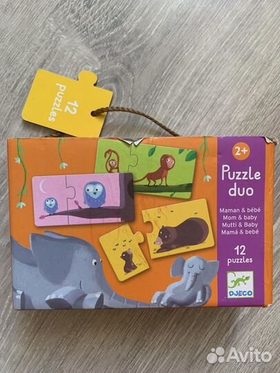 Набор дуо-пазлов Djeco Мама и малыш, 12 шт