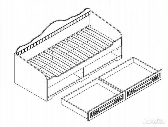 Кровать детская с выдвижными ящиками