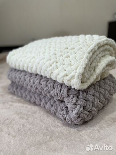 Плед детский, вязанный, плюшевый