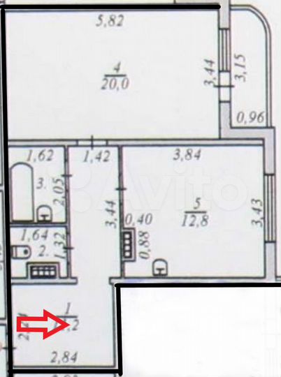 1-к. квартира, 49,1 м², 3/5 эт.
