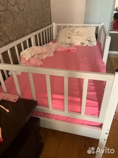 Кроватка высокий борт детская из массива Лисенок