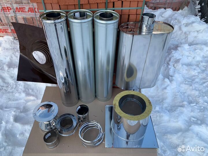 Дымоход, Комплект 4 метра с баком все 0.8 мм