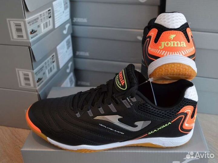 Футзалки Joma Maxima 40-44, черные, белые
