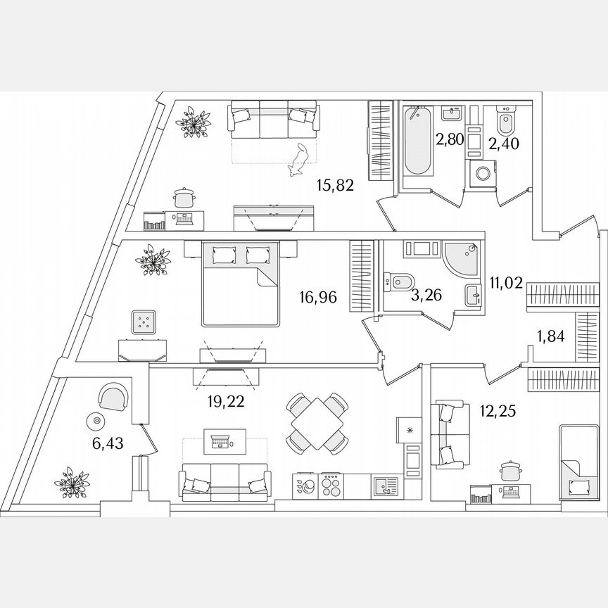 3-к. квартира, 88,8 м², 9/17 эт.