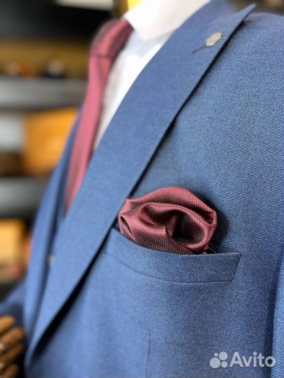 Костюм тройка RAM синий фактурный