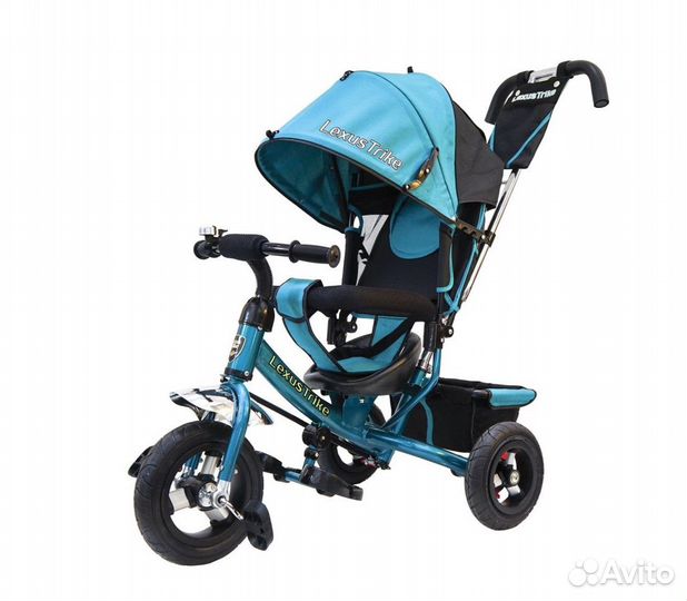 Детский велосипед с ручкой цвет аква