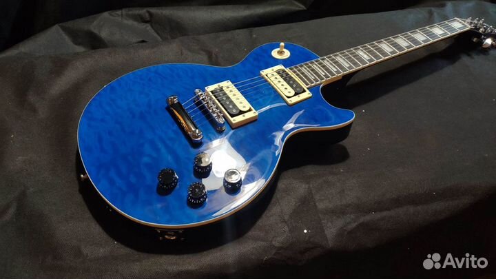 Реплика Gibson Les Paul Standard синий огненный