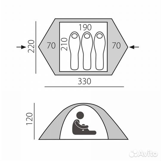 Палатка BTrace Flex 3 Pro (220*330*120) Зеленый