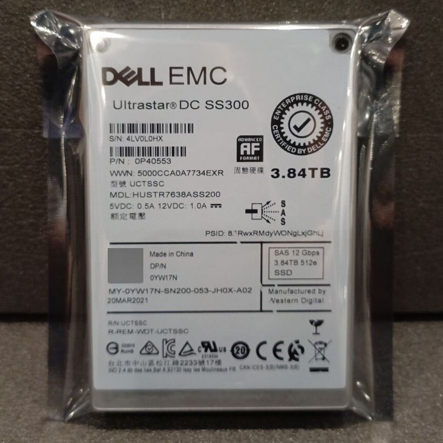 [SS300] Ssd Ultrastar Ds 3.84тб 2.5" Sas 12gb/S Dell Ss300