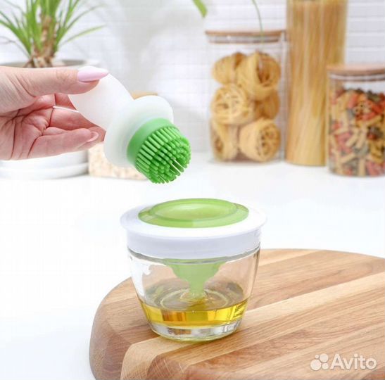 Масленка маслёнка стеклянная с кисточкой