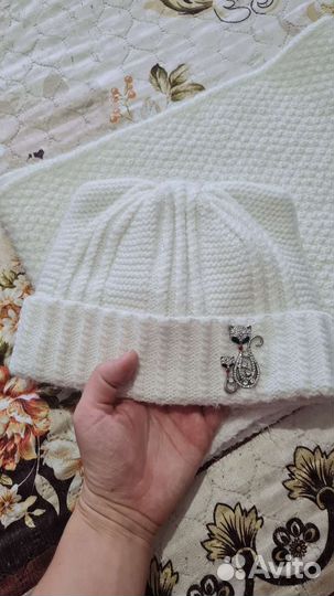 Зимний женский комплект шапка и снуд