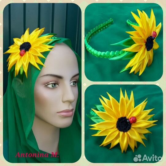 Ободок с подсолнухами