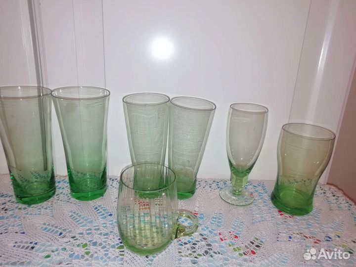 Бокалы фужеры стопки зелёный хрусталь стекло