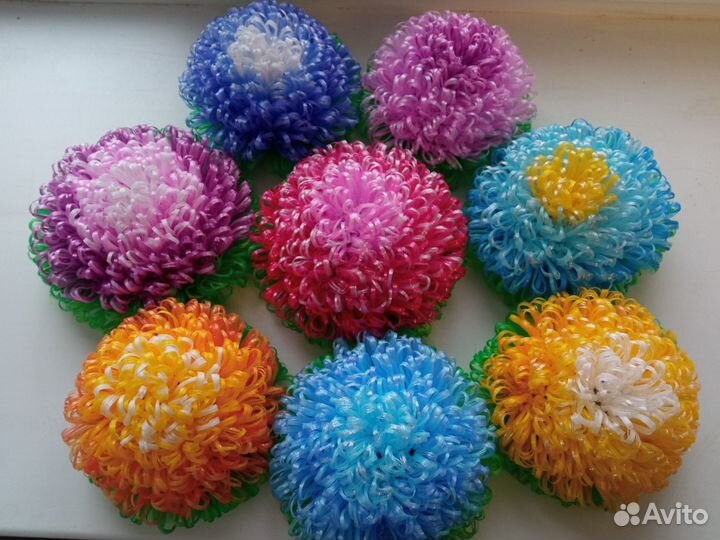 Круглая мочалка ручной работы 20 см