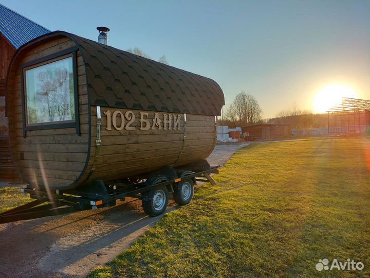 Баня бочка на колесах. Отдых