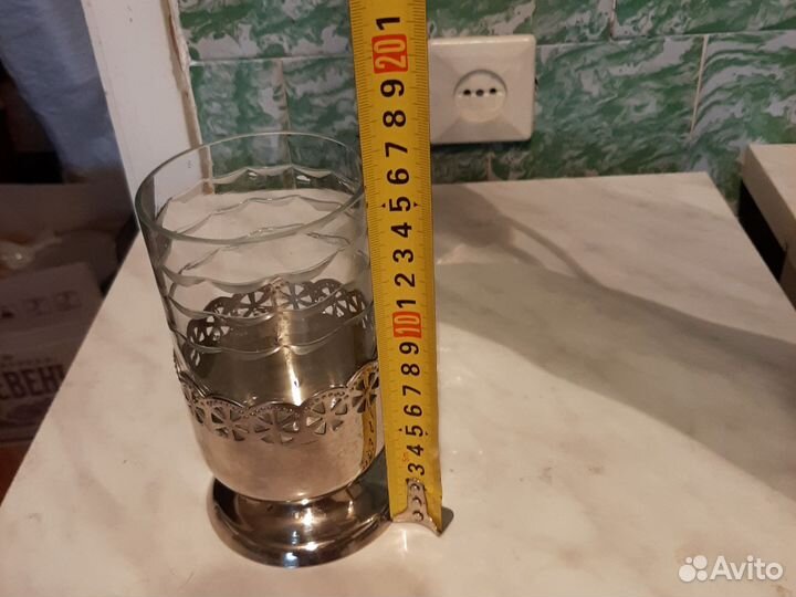 Вазочка стеклянная в металлической подставке СССР