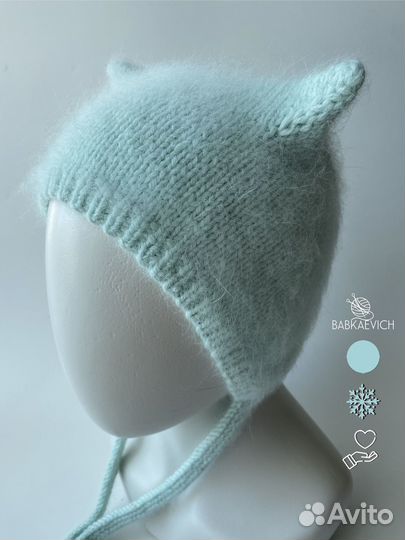 Шапочка ручной работы, коточепчик мятный