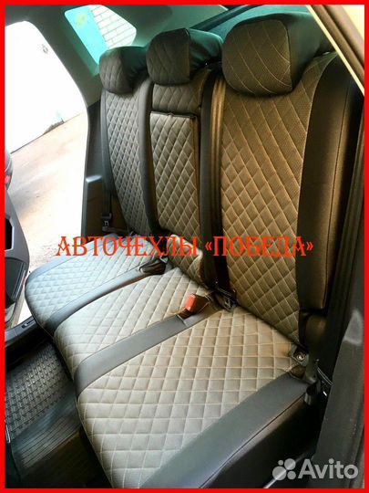 Чехлы Volkswagen Polo 6 из экокожи чёрно-серые Ром