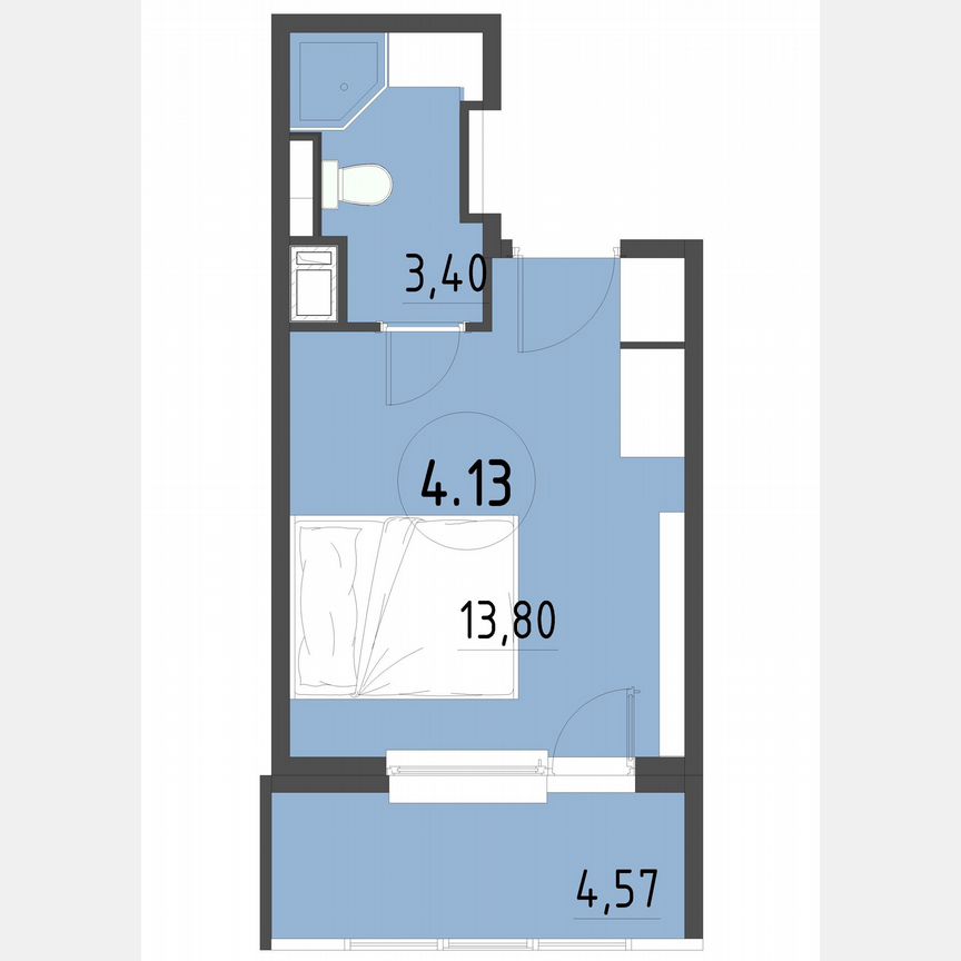 1-к. апартаменты, 21,9 м², 4/13 эт.