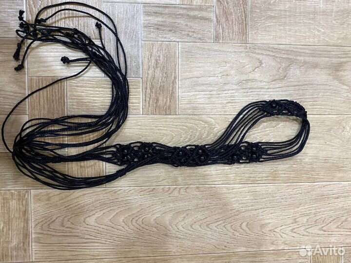 Ремень плетеный текстилильный с бусинами винтажный