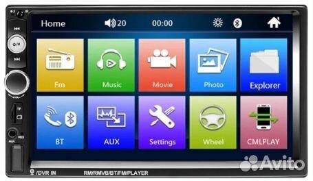 2DIN автомагнитола, Bluetooth, USB, AUX, camera
