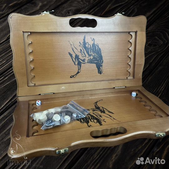 Нарды деревянные + кожа