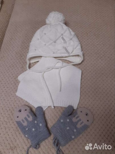 Шапка зимняя + шарф для девочки размер 1,5 - 3 г