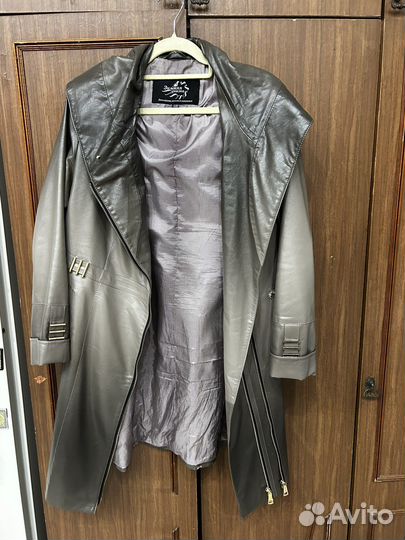 Кожаный плащ женский 50 52