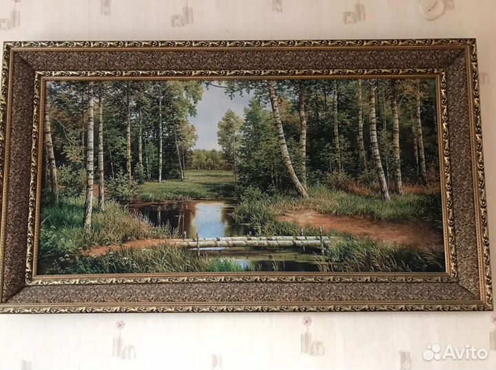 Картина в раме гобелен пейзаж б/у