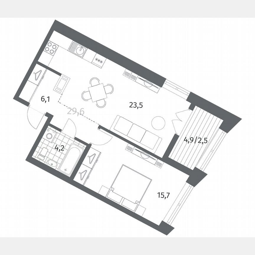 1-к. квартира, 52 м², 7/12 эт.