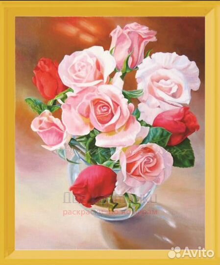 Алмазная мозаика 21x25 Прозрачная ваза с букетом н