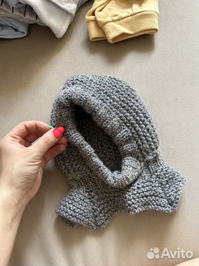 Теплый детский шлем шапка