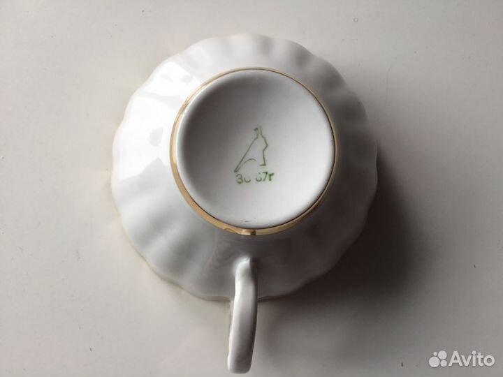 Чайная пара дулево.фарфор. Трио. Золотая лента