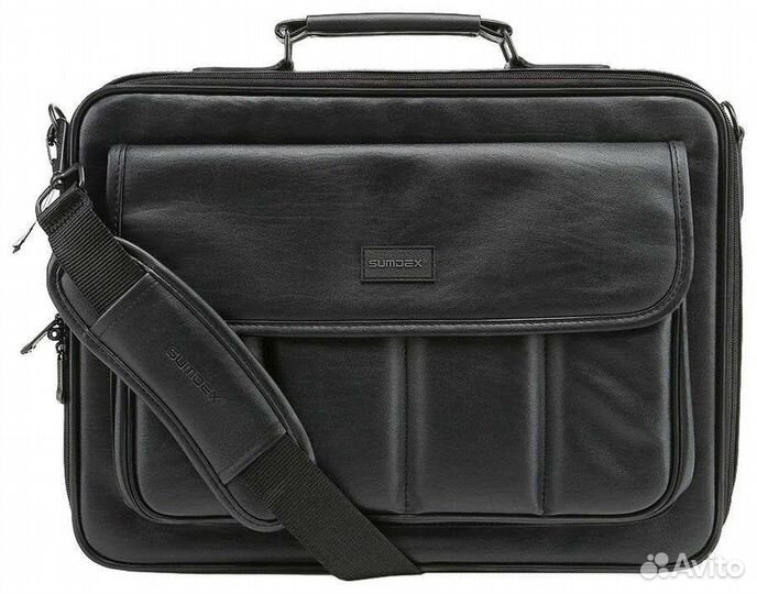 Сумка для ноутбука 15,6 черная кожзам мужская