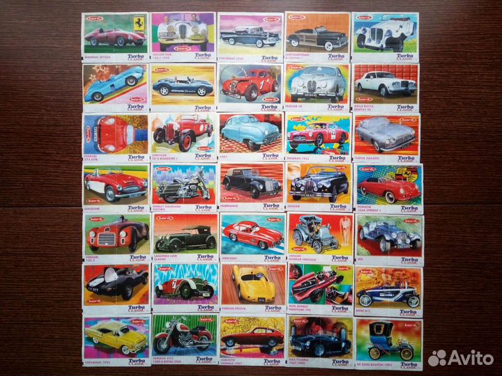 Вкладыши от жвачки Турбо Классик полные серии