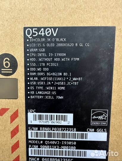 Asus Zenbook 14 oled UX3404VA-M9264WS новый чек га