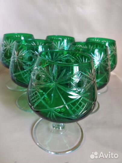 Коньячные бокалы 6 шт двухслойное цветное стекло