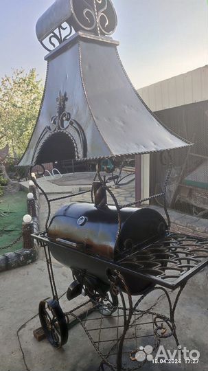 Кованый мангал с крышей