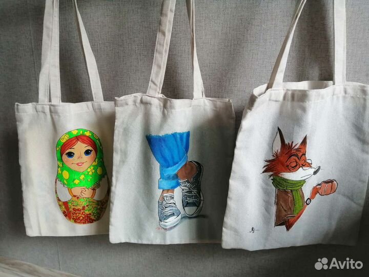 Сумка-шопер с ручной росписью