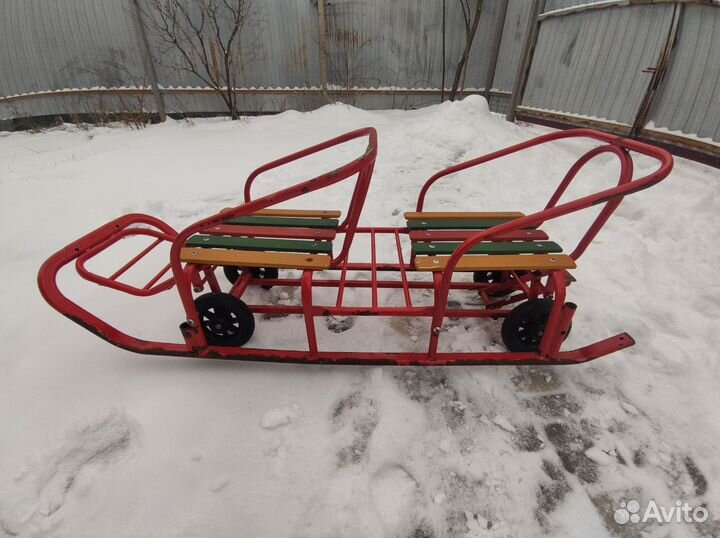 Санки для двоих с колесами бу
