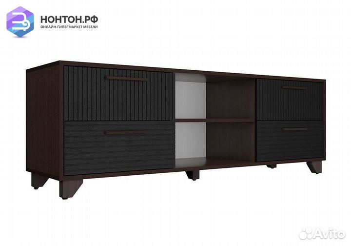 Тв-тумба с нишей Копенгаген венге / черный матовый