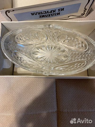 Новые хрустальные вазы лодочки в коробке СССР