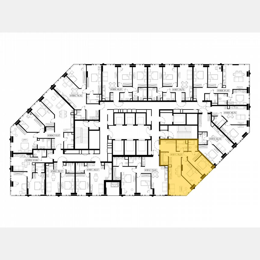 2-к. квартира, 76,6 м², 18/46 эт.