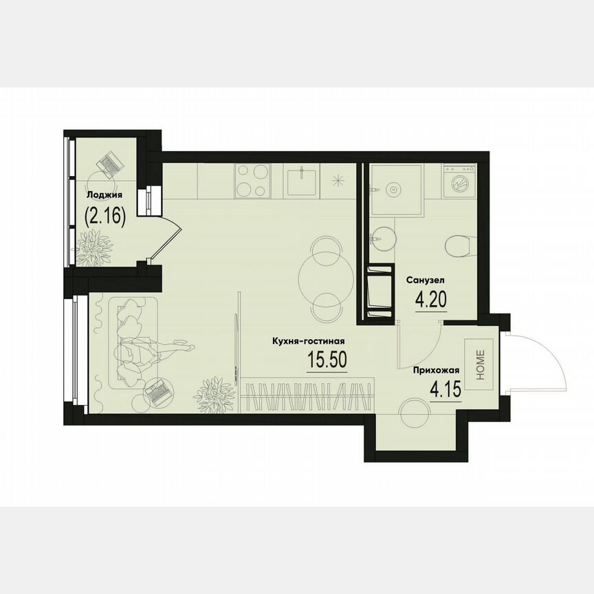 Квартира-студия, 24,9 м², 7/12 эт.