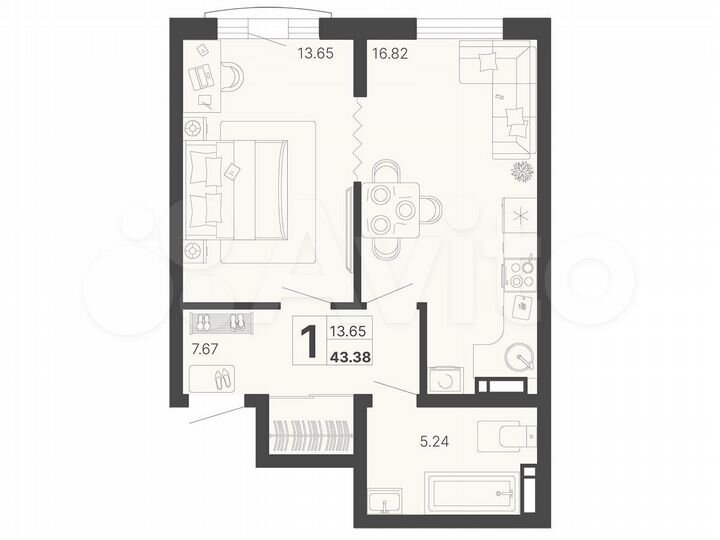 1-к. квартира, 41,7 м², 7/20 эт.