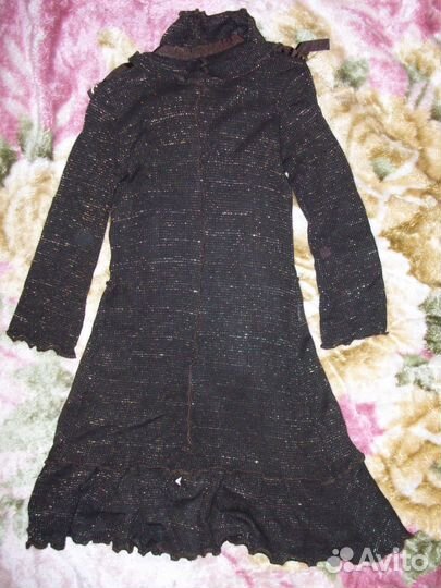 Платье кардиган коричневый, акрил+эластен