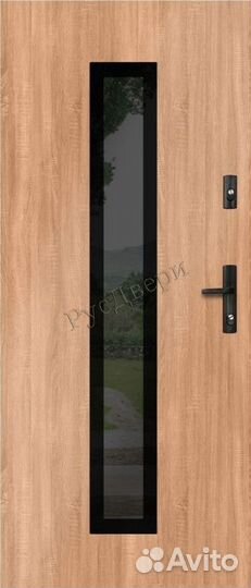 Входная металлическая дверь с окном для улицы